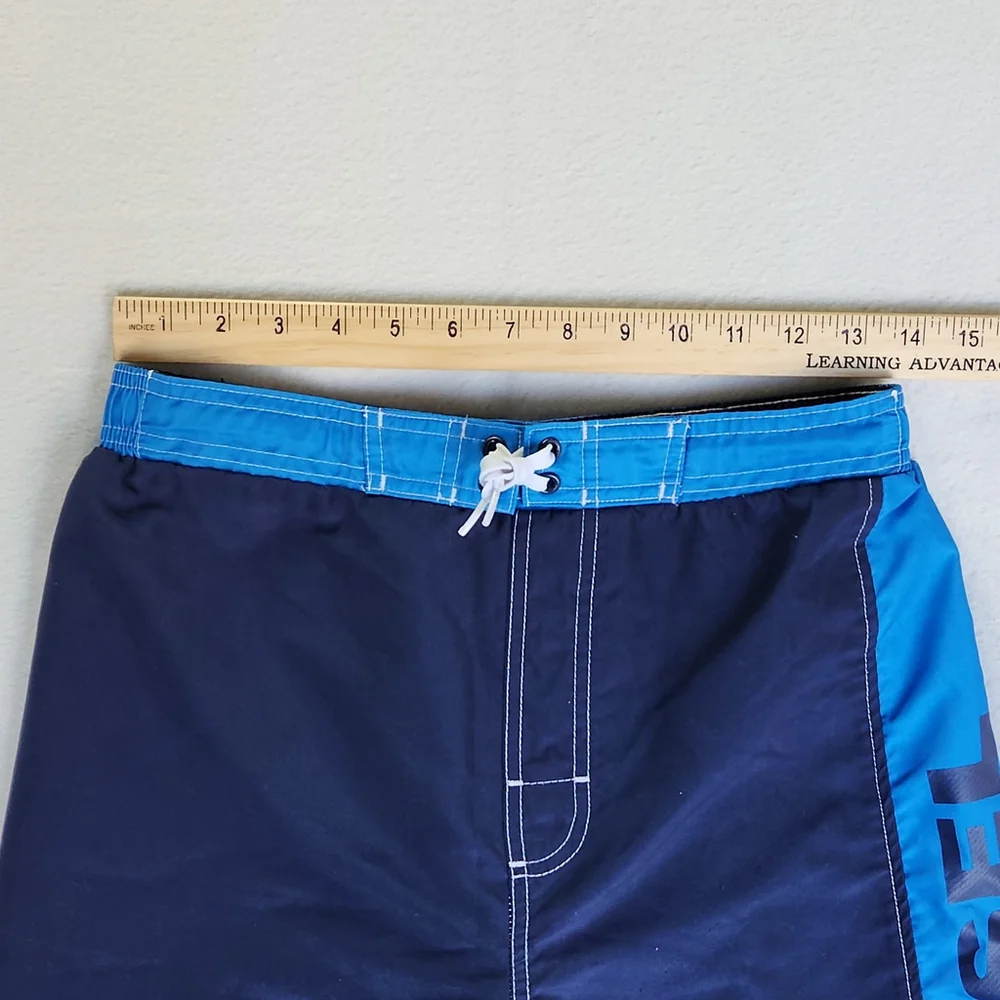 Diesel Boys Swim Trunks XL 18/20 Navy Blue Logo Shorts Missing Liner Boardshorts